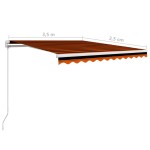 vidaXL Copertină retractabilă manual, portocaliu & maro, 350 x 250 cm vidaXL Copertină retractabilă manual, portocaliu & maro, 350 x 250 cm