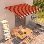 vidaXL Copertină retractabilă manual, portocaliu & maro, 400 x 300 cm vidaXL Copertină retractabilă manual, portocaliu & maro, 400 x 300 cm