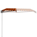 vidaXL Copertină retractabilă manual, portocaliu & maro, 450 x 300 cm vidaXL Copertină retractabilă manual, portocaliu & maro, 450 x 300 cm