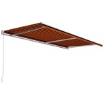 vidaXL Copertină retractabilă manual, portocaliu și maro, 600 x 300 cm