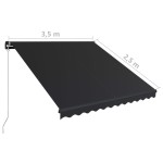 vidaXL Copertină retractabilă manual, antracit, 350 x 250 cm vidaXL Copertină retractabilă manual, antracit, 350 x 250 cm