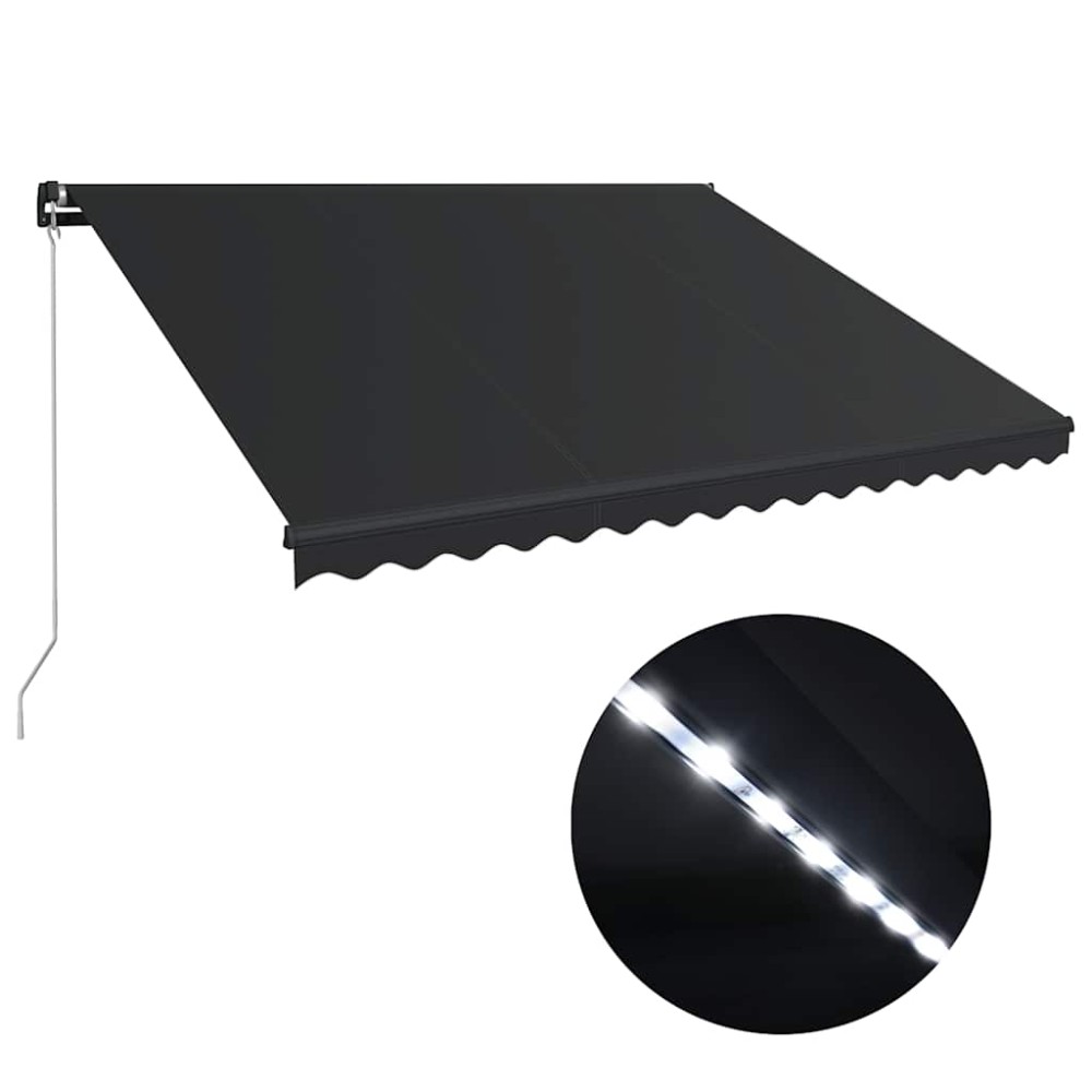 vidaXL Copertină retractabilă manual cu LED, antracit, 450 x 300 cm