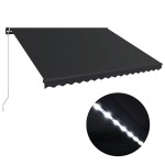 vidaXL Copertină retractabilă manual cu LED, antracit, 450 x 300 cm vidaXL Copertină retractabilă manual cu LED, antracit, 450 x 300 cm