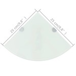 vidaXL Rafturi de colț cu suporturi de crom 2 buc. alb 25x25 cm sticlă