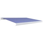 vidaXL Copertină motorizată tip casetă, albastru și alb, 450 x 300 cm
