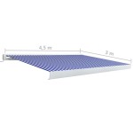 vidaXL Copertină motorizată tip casetă, albastru și alb, 450 x 300 cm