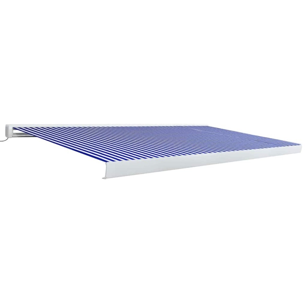 vidaXL Copertină motorizată tip casetă, albastru și alb, 500 x 300 cm