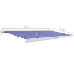vidaXL Copertină motorizată tip casetă, albastru și alb, 500 x 300 cm vidaXL Copertină motorizată tip casetă, albastru și alb, 500 x 300 cm