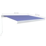 vidaXL Copertină manuală tip casetă, albastru și alb, 350 x 250 cm vidaXL Copertină manuală tip casetă, albastru și alb, 350 x 250 cm