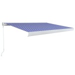 vidaXL Copertină manuală tip casetă, albastru și alb, 400 x 300 cm vidaXL Copertină manuală tip casetă, albastru și alb, 400 x 300 cm