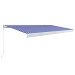 vidaXL Copertină manuală tip casetă, albastru și alb, 500 x 300 cm vidaXL Copertină manuală tip casetă, albastru și alb, 500 x 300 cm