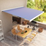 vidaXL Copertină manuală tip casetă, albastru și alb, 500 x 300 cm vidaXL Copertină manuală tip casetă, albastru și alb, 500 x 300 cm