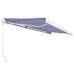 vidaXL Copertină manuală tip casetă, albastru și alb, 500 x 300 cm vidaXL Copertină manuală tip casetă, albastru și alb, 500 x 300 cm