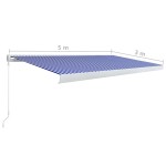 vidaXL Copertină manuală tip casetă, albastru și alb, 500 x 300 cm vidaXL Copertină manuală tip casetă, albastru și alb, 500 x 300 cm