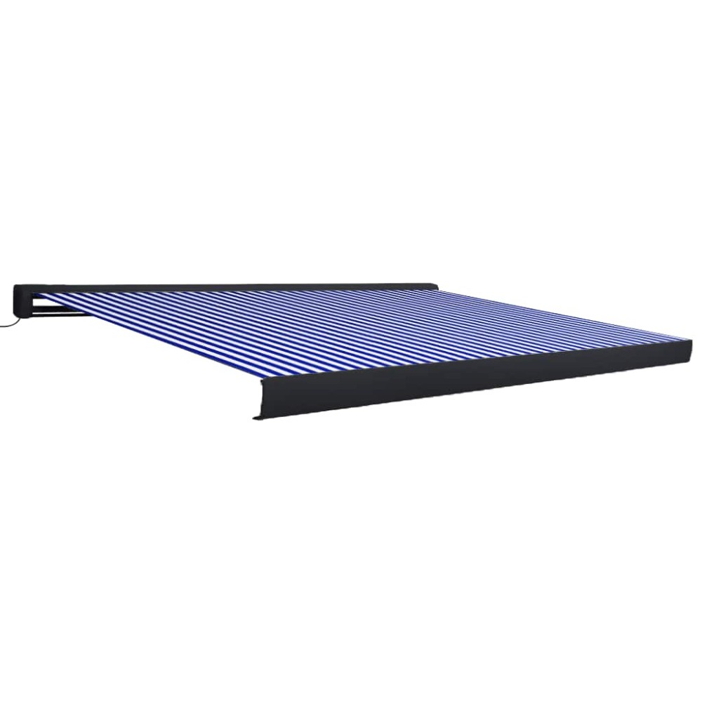 vidaXL Copertină motorizată tip casetă, albastru și alb, 400 x 300 cm
