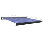 vidaXL Copertină motorizată tip casetă, albastru și alb, 450 x 300 cm