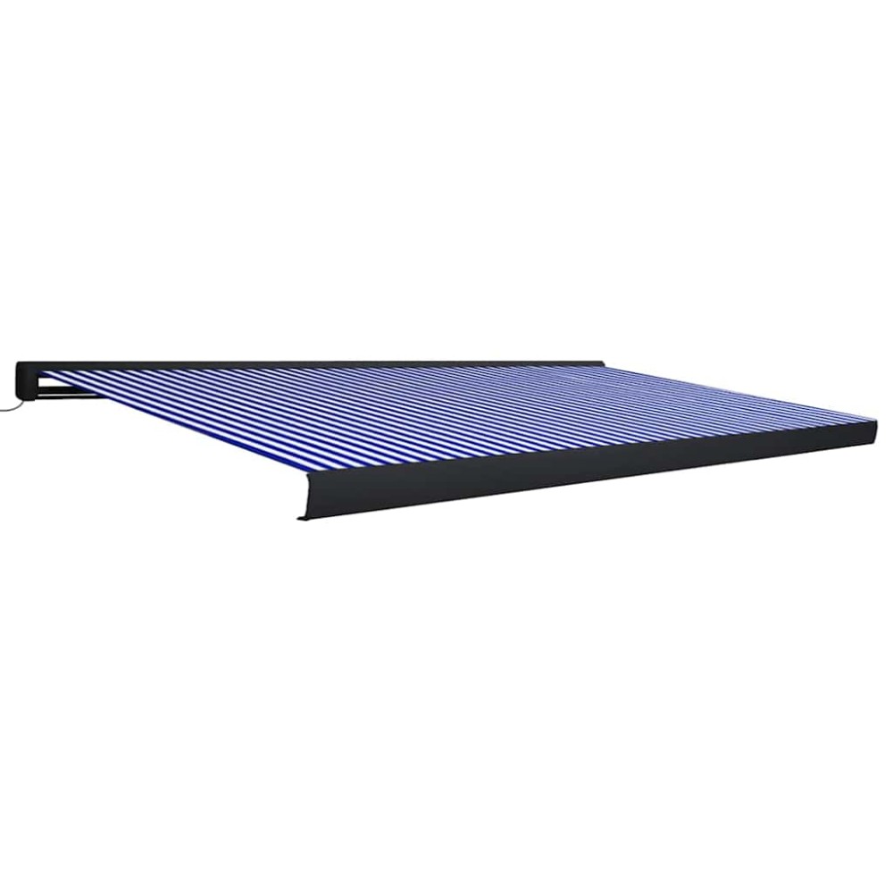 vidaXL Copertină motorizată tip casetă, albastru și alb, 500 x 300 cm