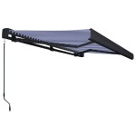 vidaXL Copertină manuală tip casetă, albastru și alb, 350 x 250 cm