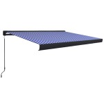vidaXL Copertină manuală tip casetă, albastru și alb, 400 x 300 cm