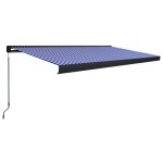 vidaXL Copertină manuală tip casetă, albastru și alb, 500 x 300 cm vidaXL Copertină manuală tip casetă, albastru și alb, 500 x 300 cm
