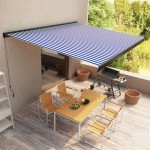 vidaXL Copertină manuală tip casetă, albastru și alb, 500 x 300 cm vidaXL Copertină manuală tip casetă, albastru și alb, 500 x 300 cm