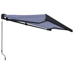 vidaXL Copertină manuală tip casetă, albastru și alb, 500 x 300 cm vidaXL Copertină manuală tip casetă, albastru și alb, 500 x 300 cm