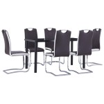 vidaXL Set mobilier de bucătărie, 7 piese, maro, piele ecologică