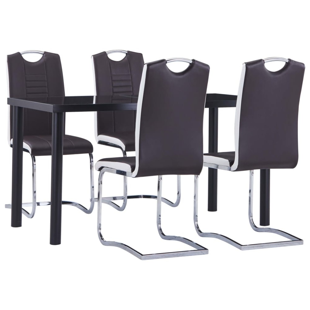 vidaXL Set mobilier de bucătărie, 5 piese, maro, piele ecologică
