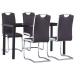 vidaXL Set mobilier de bucătărie, 5 piese, maro, piele ecologică