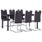 vidaXL Set mobilier de bucătărie, 7 piese, maro, piele ecologică