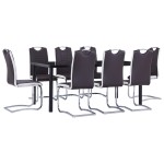 vidaXL Set mobilier de bucătărie, 9 piese, maro, piele ecologică vidaXL Set mobilier de bucătărie, 9 piese, maro, piele ecologică