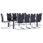 vidaXL Set mobilier de bucătărie, 11 piese, negru, piele ecologică vidaXL Set mobilier de bucătărie, 11 piese, negru, piele ecologică