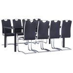 vidaXL Set mobilier de bucătărie, 9 piese, negru, piele ecologică vidaXL Set mobilier de bucătărie, 9 piese, negru, piele ecologică