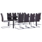 vidaXL Set mobilier de bucătărie, 11 piese, maro, piele ecologică vidaXL Set mobilier de bucătărie, 11 piese, maro, piele ecologică