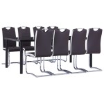 vidaXL Set mobilier de bucătărie, 9 piese, maro, piele ecologică vidaXL Set mobilier de bucătărie, 9 piese, maro, piele ecologică