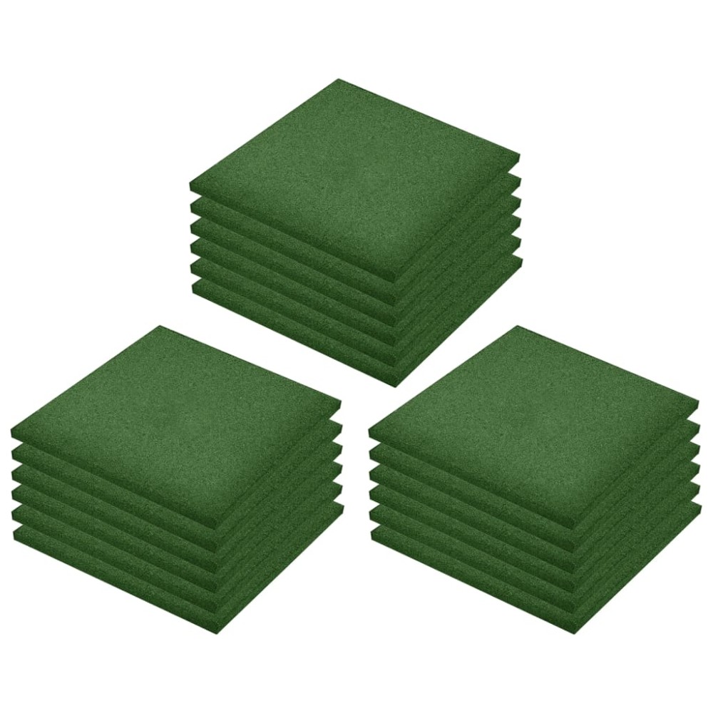 vidaXL Plăci de protecție la cădere 18 buc, verde, 50x50x3 cm, cauciuc