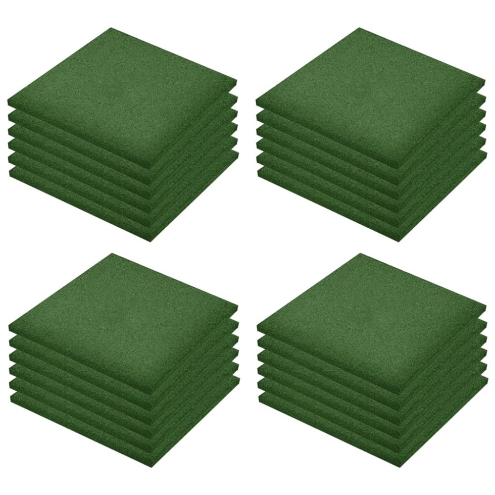 vidaXL Plăci de protecție la cădere 24 buc, verde, 50x50x3 cm, cauciuc