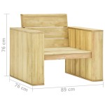 vidaXL Scaune de grădină, 2 buc, 89 x 76 x 76 cm, lemn de pin tratat
