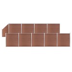 vidaXL Set panouri gard, 9 pătrate + 1 oblic, maro, 1657x186 cm, WPC vidaXL Set panouri gard, 9 pătrate + 1 oblic, maro, 1657x186 cm, WPC