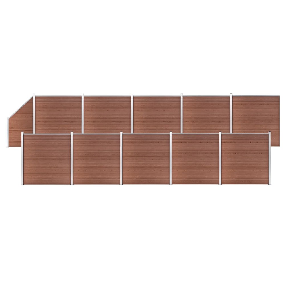 vidaXL Set panouri gard, 10 pătrate + 1 oblic, maro, 1830x186 cm, WPC