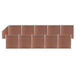 vidaXL Set panouri gard, 10 pătrate + 1 oblic, maro, 1830x186 cm, WPC