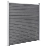 vidaXL Set panouri gard, 2 pătrate + 1 oblic, gri, 446 x 186 cm, WPC
