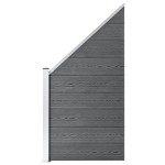 vidaXL Set panouri gard, 2 pătrate + 1 oblic, gri, 446 x 186 cm, WPC