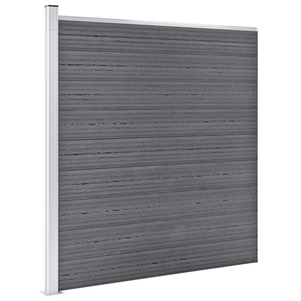vidaXL Set panouri gard, 3 pătrate + 1 oblic, gri, 619x186 cm, WPC