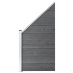 vidaXL Set panouri gard, 4 pătrate + 1 oblic, gri, 792 x 186 cm, WPC