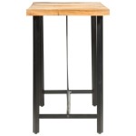 vidaXL Set de bar 9 piese lemn masiv de acacia piele naturală și pânză