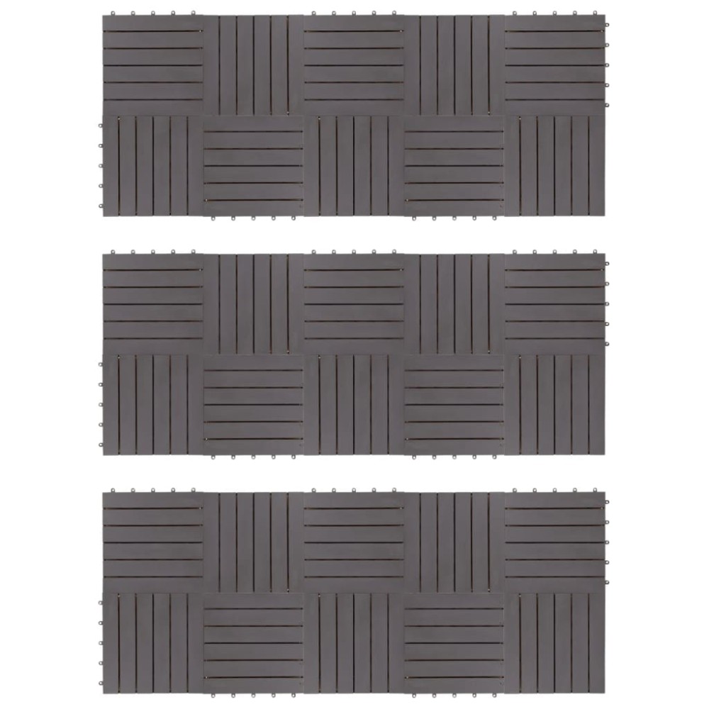 vidaXL Plăci pardoseală, 30 buc., gri, 30x30 cm, lemn masiv de acacia