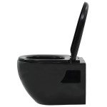 vidaXL Vas toaletă suspendat cu rezervor încastrat, negru, ceramică vidaXL Vas toaletă suspendat cu rezervor încastrat, negru, ceramică