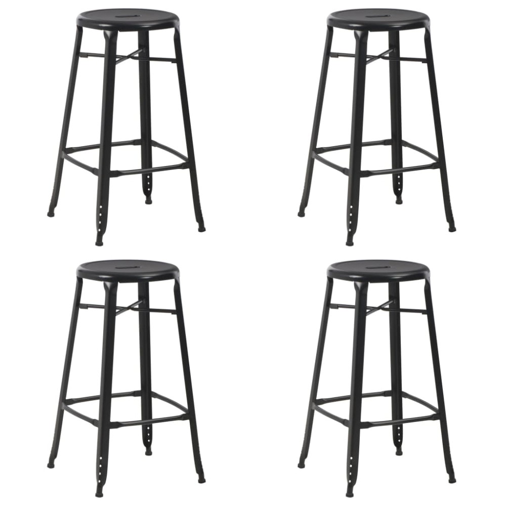 vidaXL Scaune de bar, 4 buc., negru, plastic