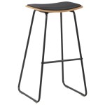 vidaXL Scaune de bar, 4 buc., negru, piele ecologică